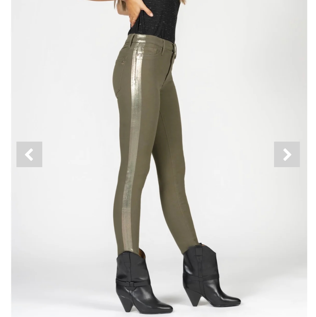 Black Orchid Denim Army Green Foil Stripe